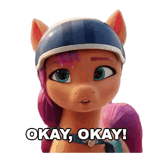 A Pony Wearing A Blue Helmet Says Okay Okay ! Sticker