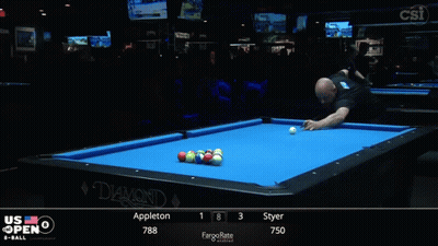 A Pool Table That Says Diamond On It With A Man Standing In Front Of It GIF