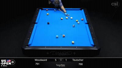 A Pool Table With A Blue Cloth That Says Diamond GIF
