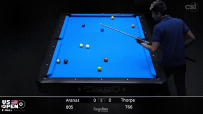 A Pool Table With Aranas And Thorpe Playing Pool GIF