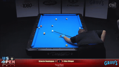 A Pool Table With Griff 'S On The Bottom Right GIF