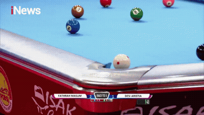 A Pool Table With Inews Written On The Top Left GIF