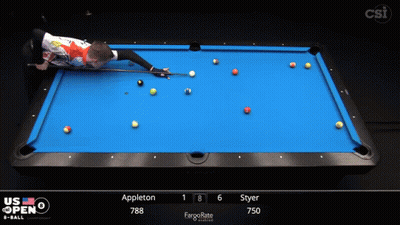 A Pool Table With The Us Open Written On The Bottom GIF