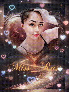 A Portrait Of A Woman With The Name Miss Ras On It GIF