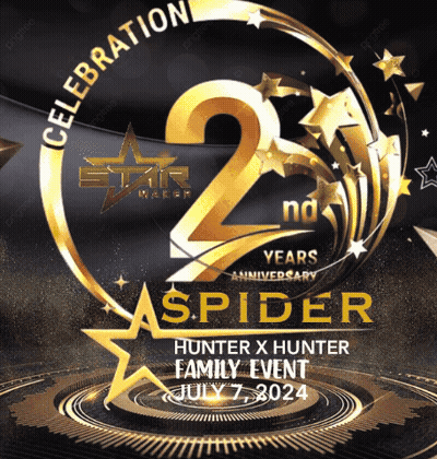 A Poster For A 2Nd Anniversary Celebration Of Spider Hunter X Hunter Family Event GIF