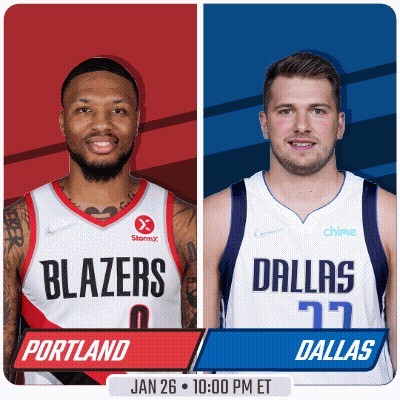 A Poster For A Basketball Game Between Portland And Dallas GIF
