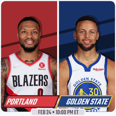 A Poster For A Basketball Game Between Portland And Golden State GIF