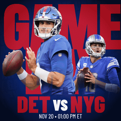 A Poster For A Football Game Between The Giants And The Lions GIF