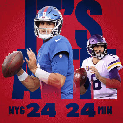 A Poster For A Football Game Between The Giants And Vikings GIF