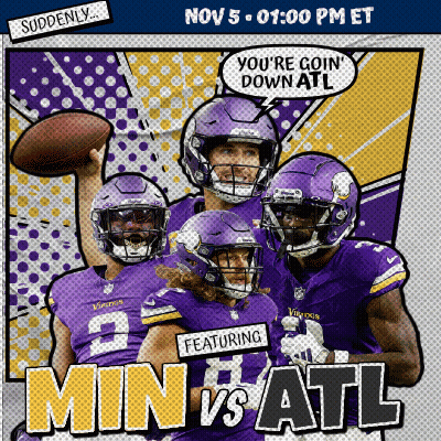 A Poster For A Football Game Between The Minnesota Vikings And Atl GIF