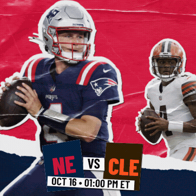 A Poster For A Football Game Between The Patriots And The Clevers GIF