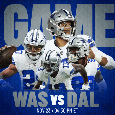 A Poster For A Game Between The Dallas Cowboys And The Denver Broncos GIF