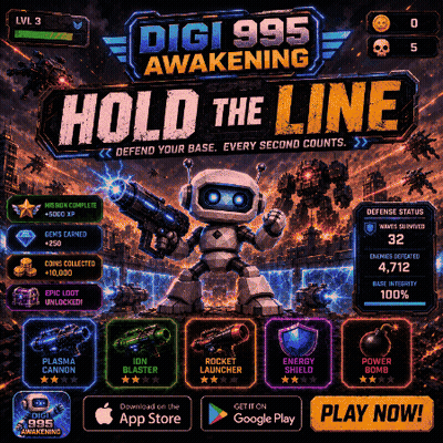 A Poster For A Game Called Digi 995 Awakening GIF