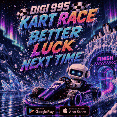 A Poster For A Game Called Digi 995 Kart Race GIF