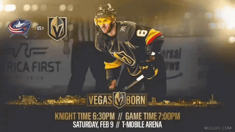 A Poster For A Hockey Game Between The Vegas Golden Knights And The Blue Jays GIF