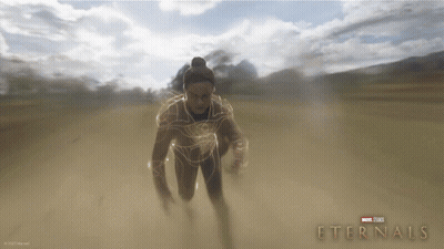 A Poster For A Movie Called Eternal Shows A Woman Running In The Desert GIF