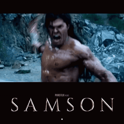 A Poster For A Movie Called Samson With A Naked Man On It GIF