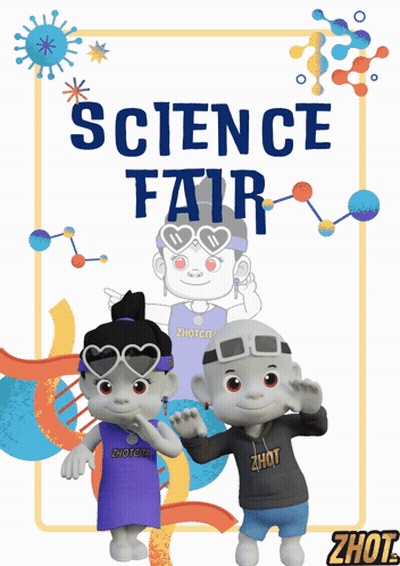 A Poster For A Science Fair With Two Characters GIF