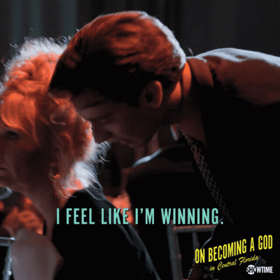 A Poster For A Show Called On Becoming A God In Central Florida GIF