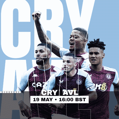 A Poster For A Soccer Game Between Aston Villa And Crystal Palace GIF