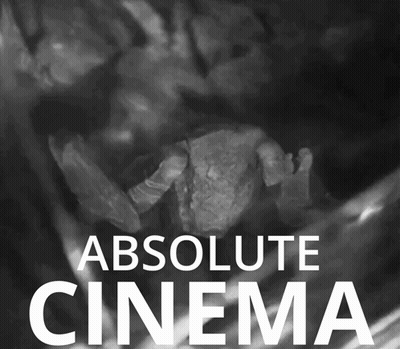 A Poster For Absolute Cinema Shows A Black And White Photo GIF