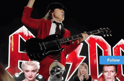 A Poster For Ac Dc With A Man Playing A Guitar GIF
