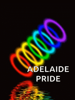 A Poster For Adelaide Pride Shows A Rainbow Colored Slinky GIF