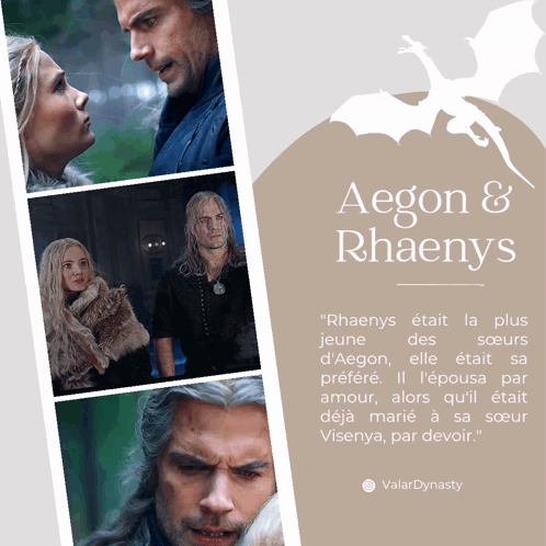 A Poster For Aegon And Rhaenys With A Dragon On It GIF