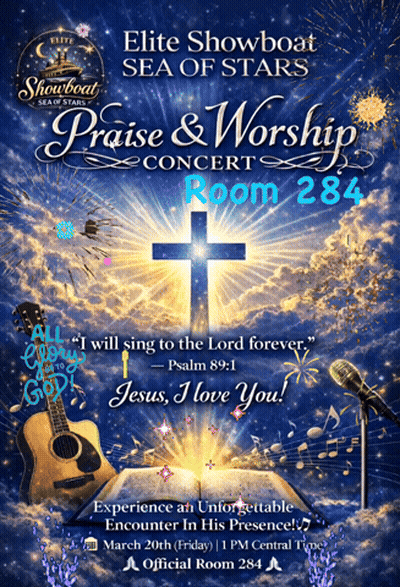 A Poster For An Elite Showboat Sea Of Stars Praise & Worship Concert GIF