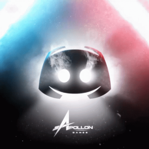 A Poster For Apollo Games Shows A Smiling Face With Smoke Coming Out Of It GIF