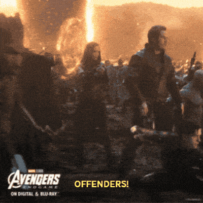 A Poster For Avengers Endgame Shows A Group Of People GIF