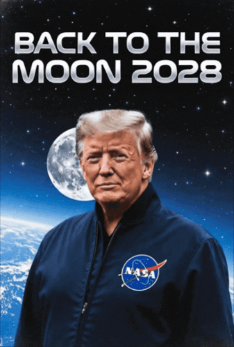 A Poster For Back To The Moon 2028 Has Donald Trump On It GIF
