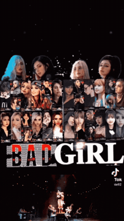 A Poster For Bad Girl Shows A Collage Of Pictures Of Women GIF