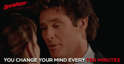 A Poster For Baywatch Shows A Man And A Woman Touching Their Foreheads GIF