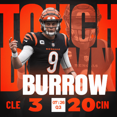 A Poster For Bengals Quarterback Burrow With The Time Of 7:26 GIF