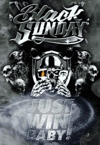 A Poster For Black Sunday Shows A Skeleton Holding A Lighter GIF
