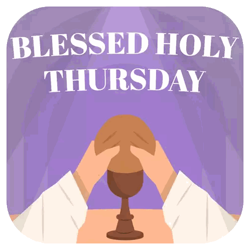 A Poster For Blessed Holy Thursday Shows A Person Taking Communion Sticker