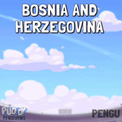 A Poster For Bosnia And Herzegovina With A Blue Sky And Clouds GIF