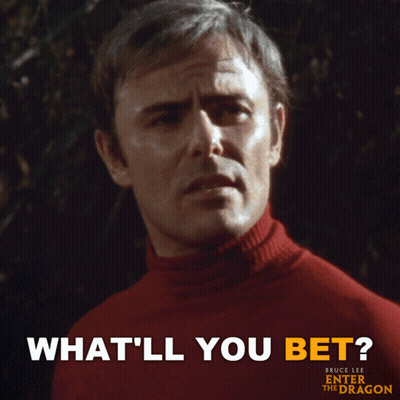 A Poster For Bruce Lee 'S Enter The Dragon Features A Man In A Red Turtleneck GIF