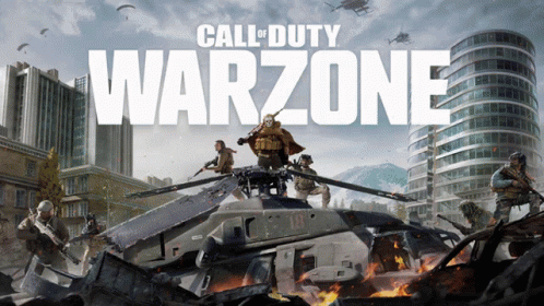 A Poster For Call Of Duty Warzone Shows Soldiers On A Destroyed Tank GIF