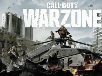 A Poster For Call Of Duty Warzone Shows Soldiers On Top Of A Tank GIF