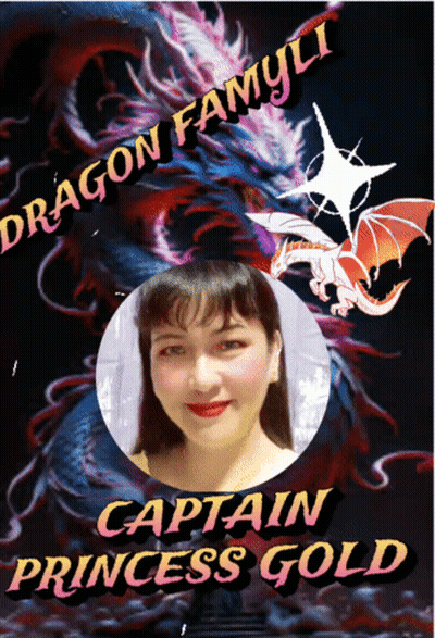 A Poster For Captain Princess Gold Shows A Woman In A Circle With A Dragon In The Background GIF
