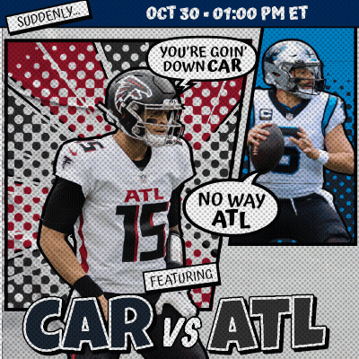 A Poster For Car Vs Atl Shows Two Football Players GIF