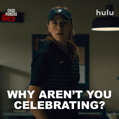 a poster for chad powers shows a woman wearing a blue hat and a black shirt