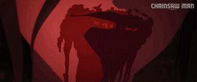 A Poster For Chainsaw Man Shows A Silhouette Of A Person GIF