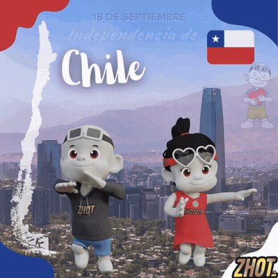 A Poster For Chile Shows A Boy And Girl GIF