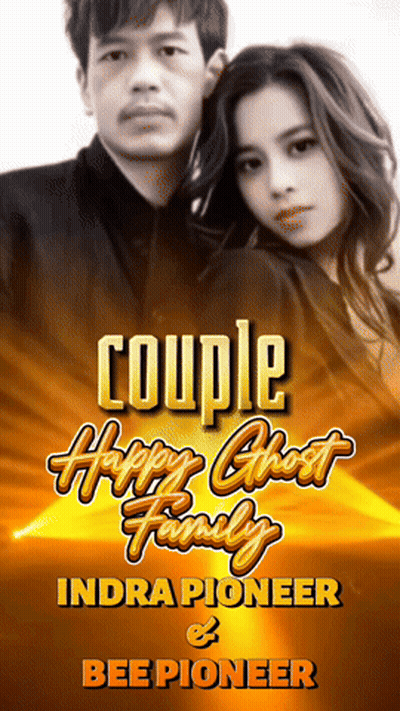 A Poster For Couple Happy Ghost Family By Indra Pioneer & Bee Pioneer GIF