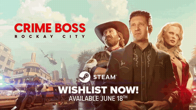 A Poster For Crime Boss Rockay City Which Is Available On Steam GIF