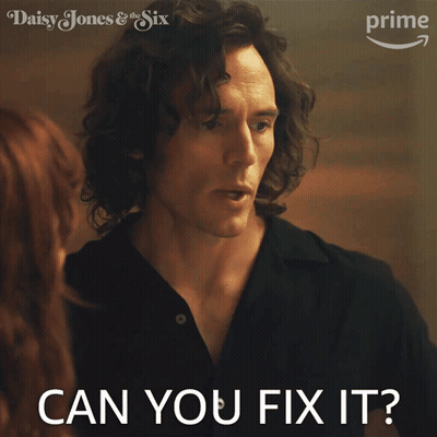 A Poster For Daisy Jones And The Six Shows A Man And Woman GIF
