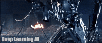 A Poster For Deep Learning Ai With A Robot In The Background GIF